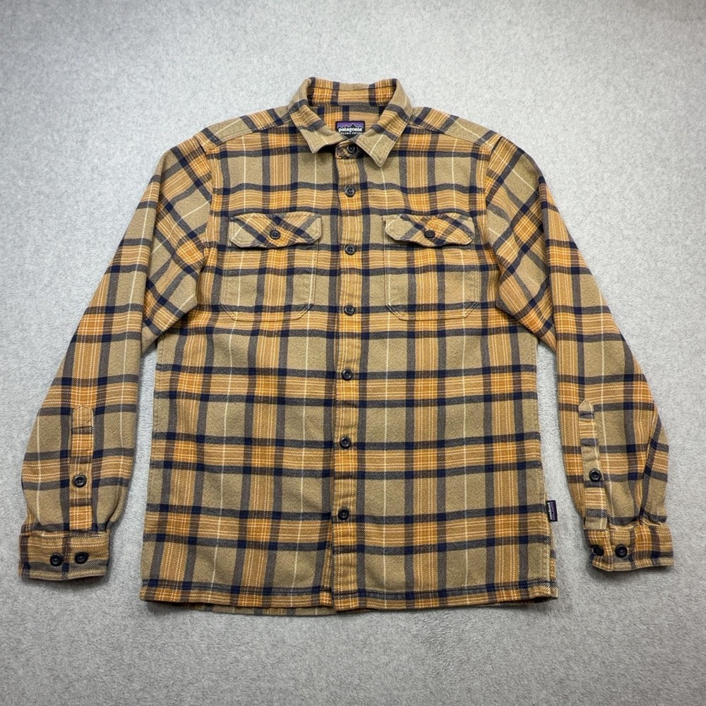 Patagonia Fjord Flannel Shirt Men Small Plaid Long Sleeve Organic Cotton Pockets